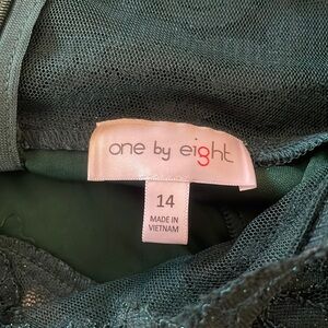 Dress. Long sleeve. Lace with shimmer. Size 14. Pine green in color